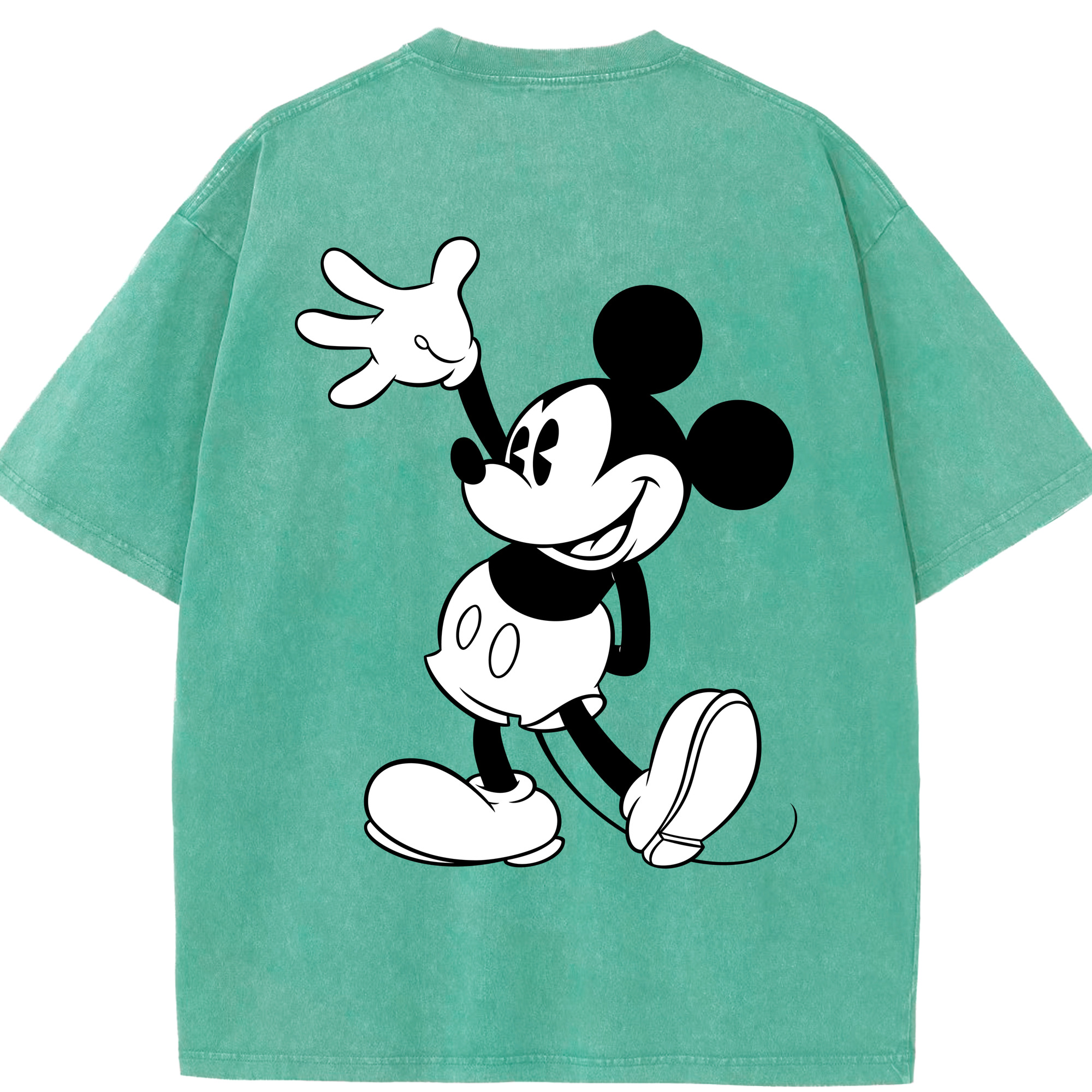（画像用） ミッキーマウス Mickey Mouse 綿100% ヴィンテージ風 半袖Tシャツ（背面プリント）